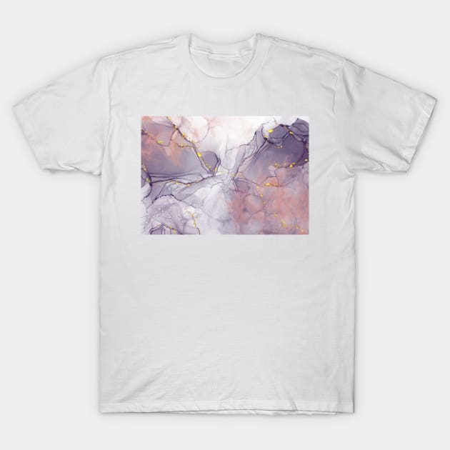 Violet and Gold Marble T-Shirt by B&K